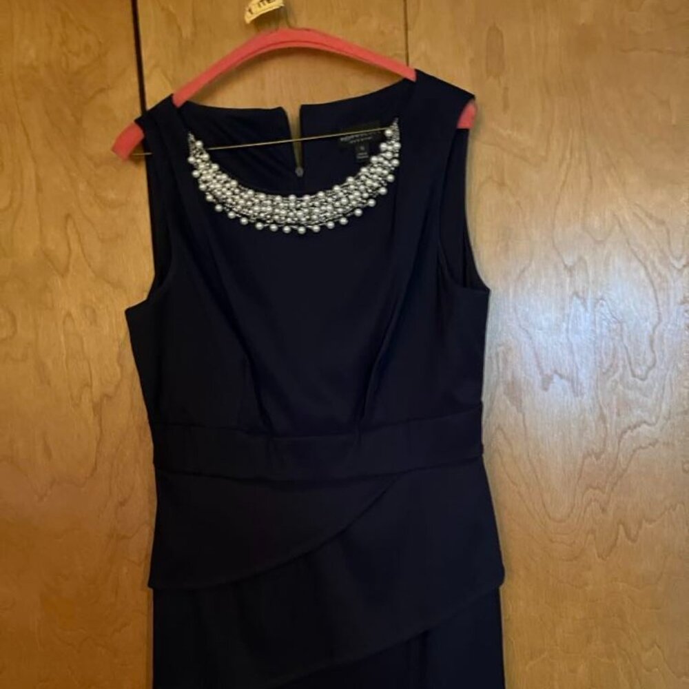 Navy Pearled Front Dress